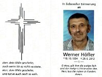 Hfler Werner 18.10.1954 - 29.06.2012